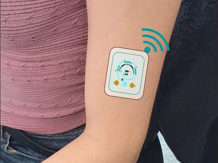 Concept image of an electronic patch on the arm