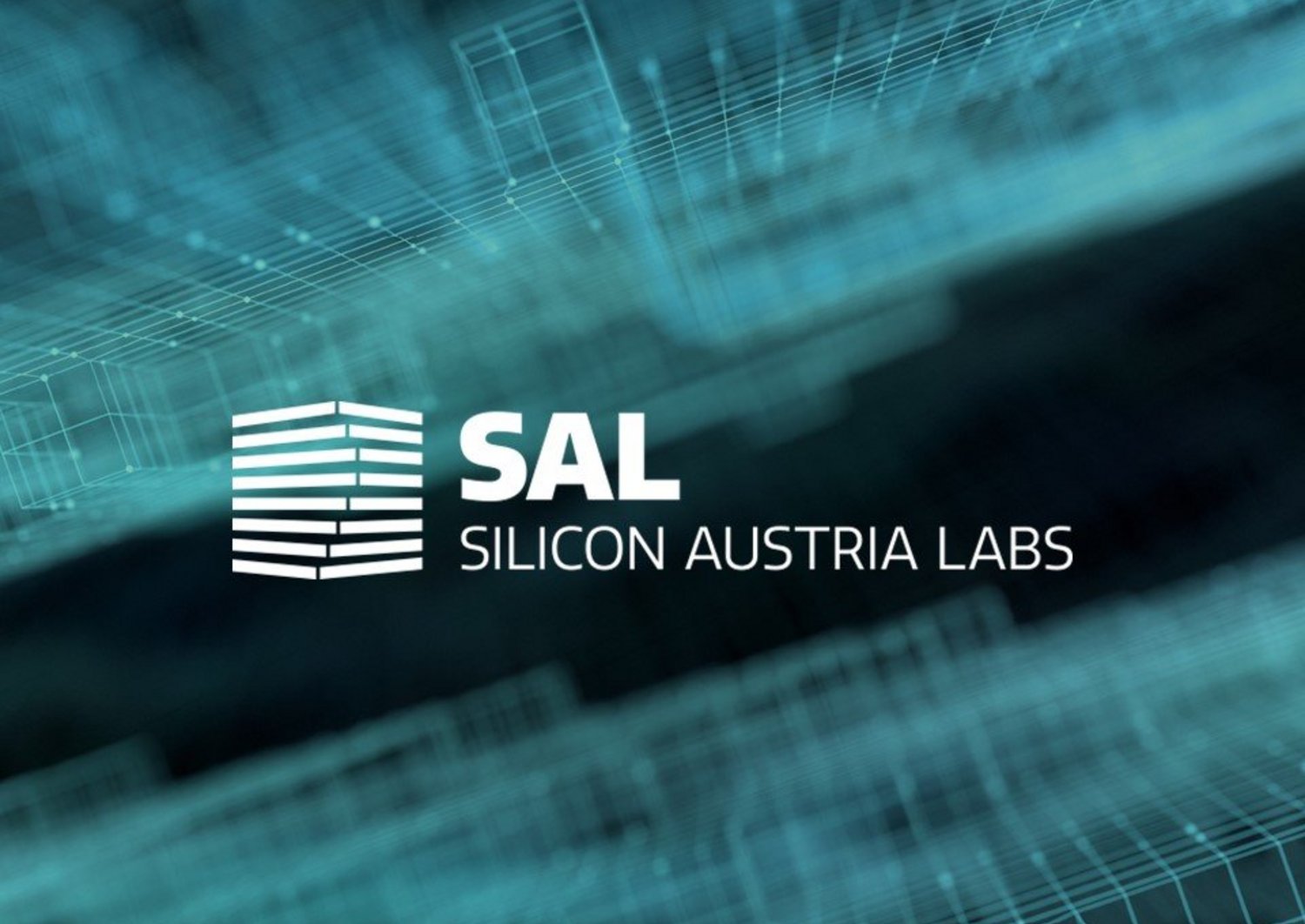 Weißes SAL logo auf türkisem Technik Hintergrund