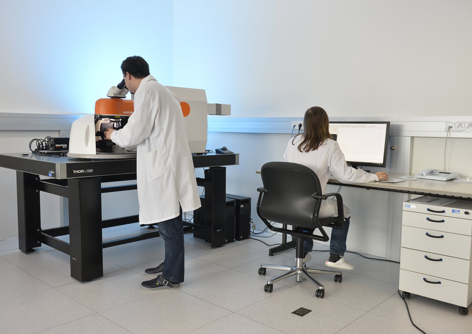 Two scientists working in a lab