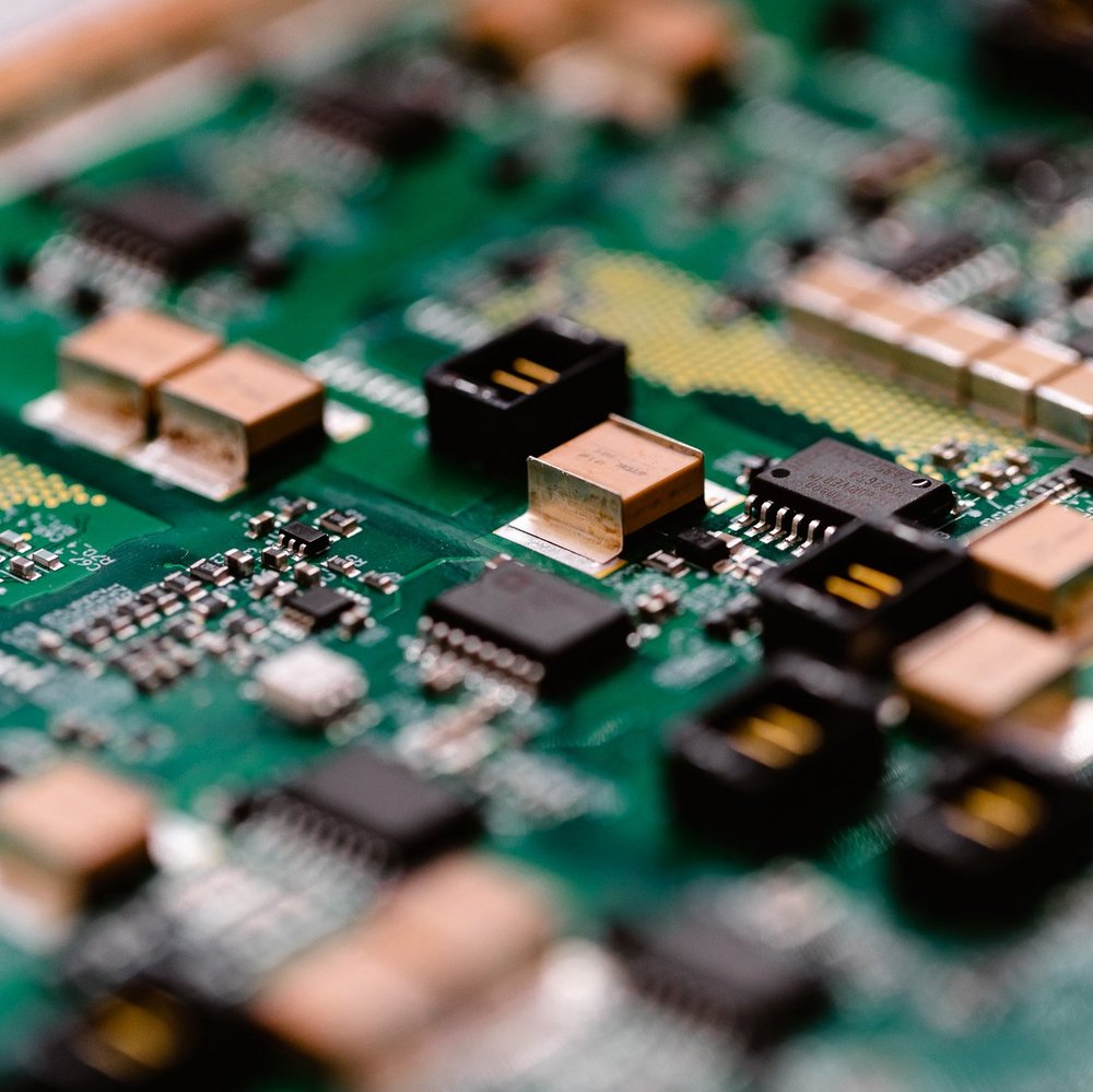 close-up of a printed circuit board